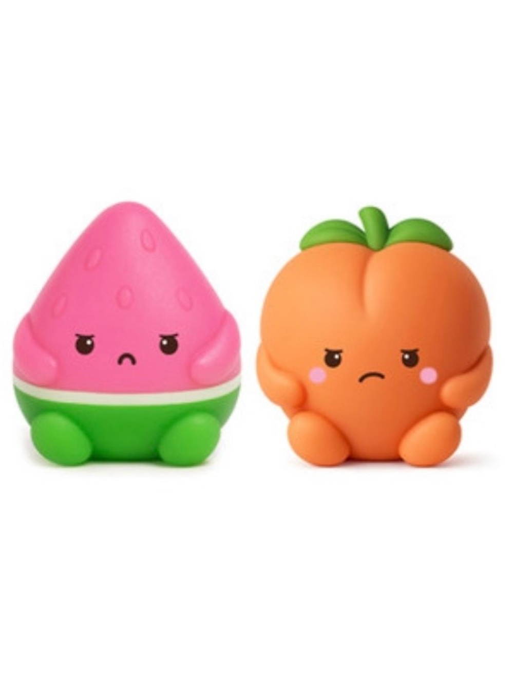 Set 2 Squishy Top Trenz The Pits Grumpy Sensory Fruit Squishies Watermelon Peach